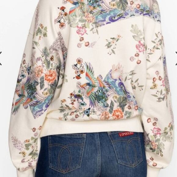 Johnny Was Dreamer Crewneck Size S Sweatshirt Floral Birds - Picture 9 of 9